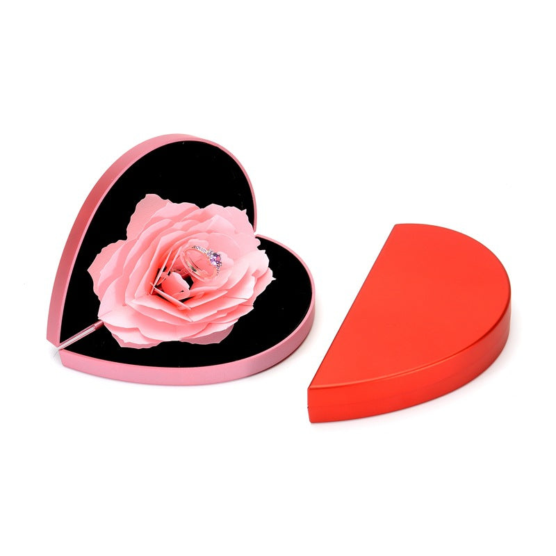 3D Heart-shaped Rose Ring Box