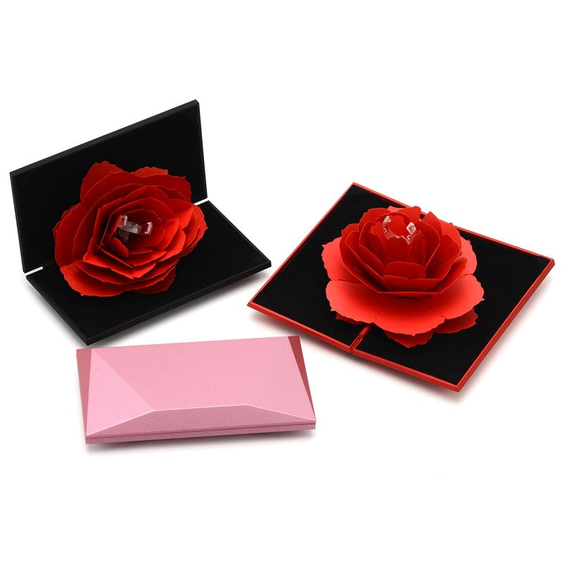 3D Heart-shaped Rose Ring Box