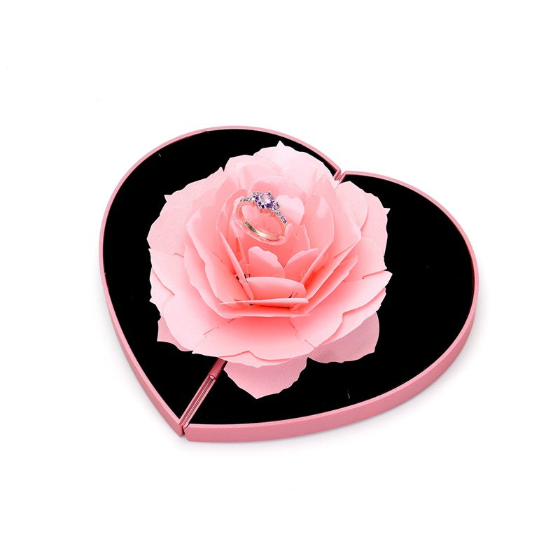 3D Heart-shaped Rose Ring Box